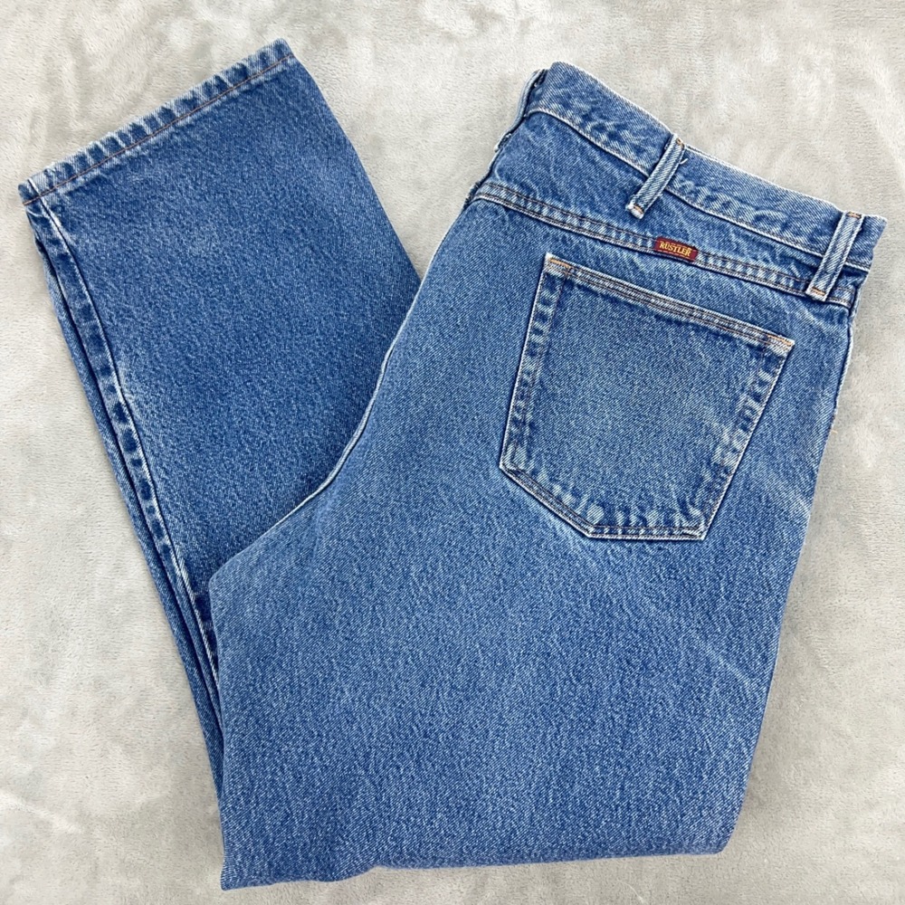 Rustler Mens Regular Fit Straight Leg Jeans Medium Wash Blue Denim 40x28